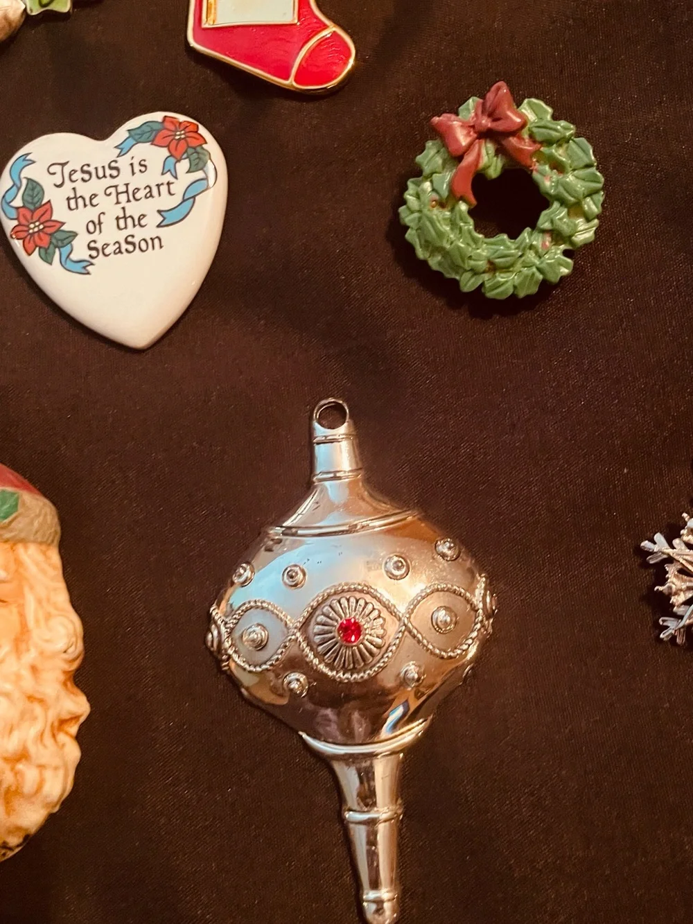 Kids Holiday Charm Pendants & Pins, Red, Green, White, Silver